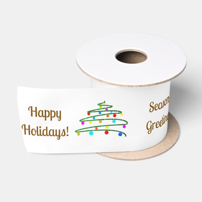 Personalisiert-braune Urlaubswünsche, Weihnachtsba Satinband (Spule)