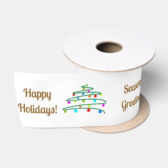 Personalisiert-braune Urlaubswünsche, Weihnachtsba Satinband (Spule)