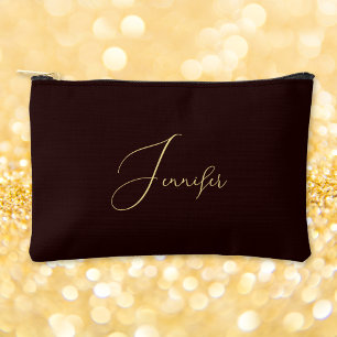 Personalisiert-Braungold-Monogramm Makeup-Kosmetik Zubehörtasche
