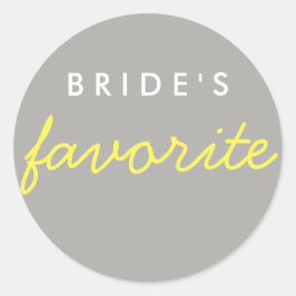 Personalisiert-Braut-Lieblings-Gelbgrau Runder Aufkleber