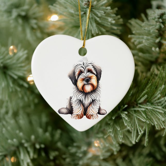 Personalisiert Briard Puppy Keramik Ornament (Baum)