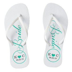 Personalisiert Bridal (aqua) Flip Flops