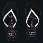Personalisiert Bridal (lila) Flip Flops<br><div class="desc">Fun, benutzerdefinierte schwarze und lila Braut Hochzeitsflip Flops.</div>