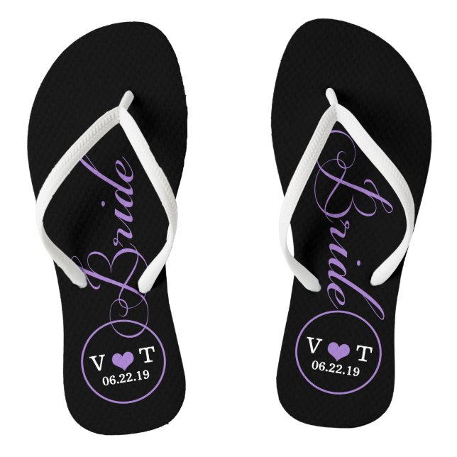 Personalisiert Bridal (lila) Flip Flops (Fußbett)