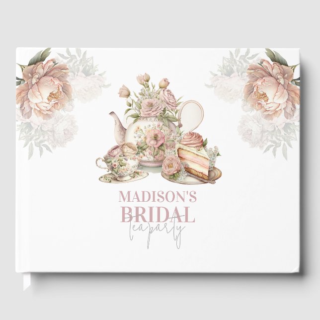 Personalisiert Bridal Tee Party Blumenstrauß Gästebuch (Vorderseite)