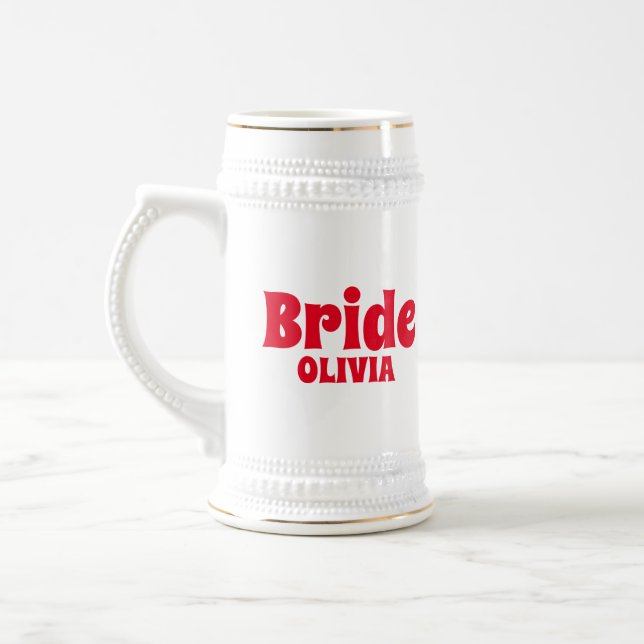 Personalisiert Bride Bachelorette Bierglas (Links)