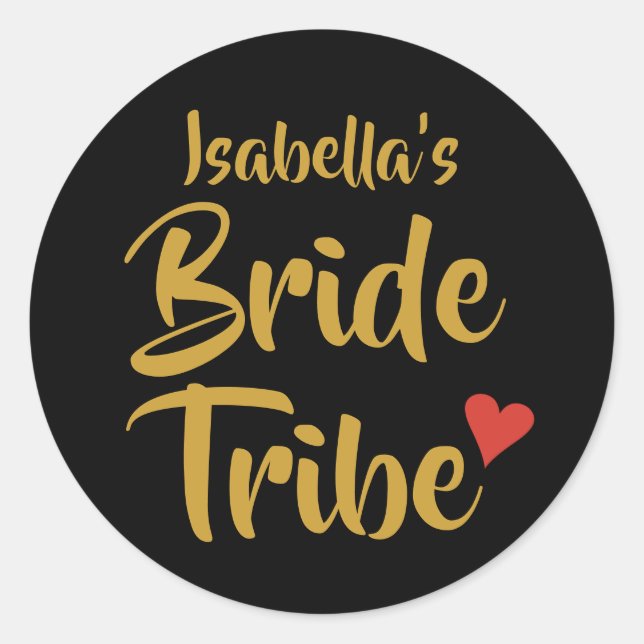 Personalisiert Bride Tribe Red Heart Runder Aufkleber (Vorderseite)