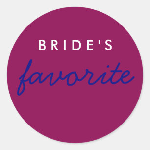 Personalisiert Bride's Lieblings Magenta Navy Blau Runder Aufkleber
