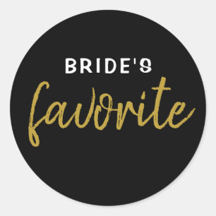 Personalisiert Bride's Lieblingsticker Black Gold Runder Aufkleber