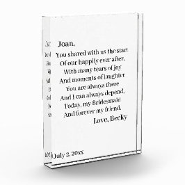 Personalisiert Bridesmaid Fotoblock