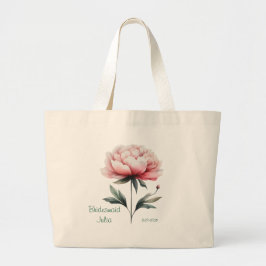 Personalisiert Bridesmaid Peony Tote Bag Jumbo Stoffbeutel
