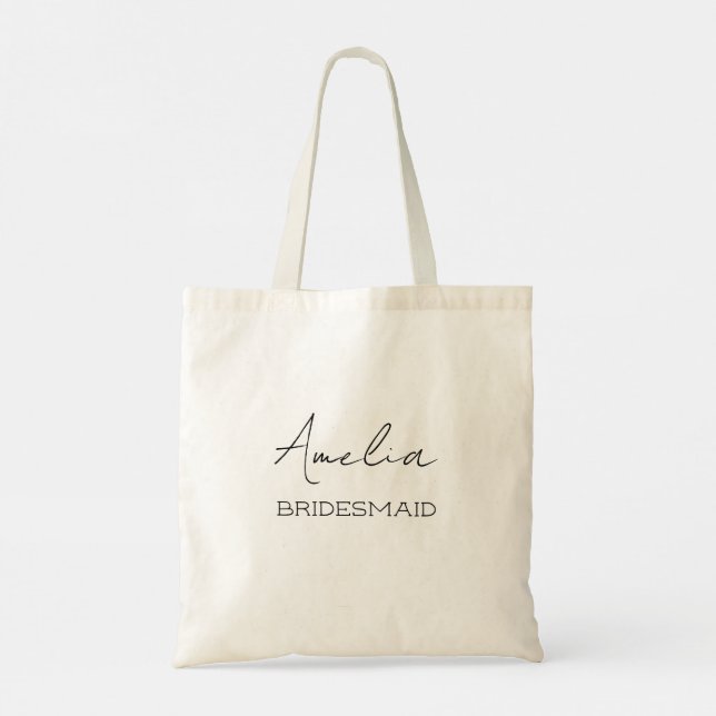 Personalisiert Bridesmaid Tote Bag Tragetasche (Rückseite)