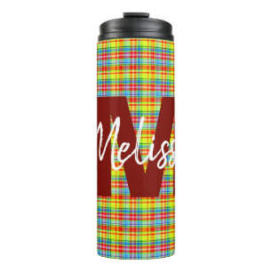Personalisiert-Bright-Sommer-Karos Thermosbecher