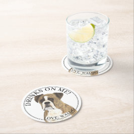 Personalisiert Brindle Boxer Dog Wedding Runder Pappuntersetzer
