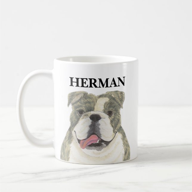 Personalisiert Brindle English Bulldog Kaffeetasse (Links)