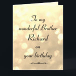 Personalisiert Brother Birthday Karte<br><div class="desc">Stilvolle personalisierte Geburtstagskarte für Bruder</div>