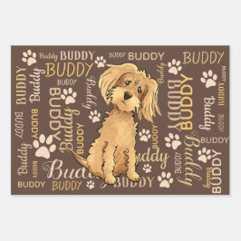Personalisiert Brown Dog Geschenkpapier Set