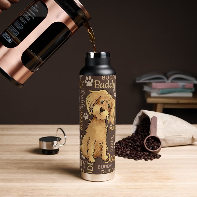 Personalisiert Brown Dog Trinkflasche (Kaffee)