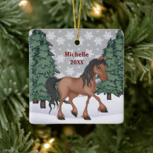 Personalisiert Brown Horn Winterwald Weihnachten