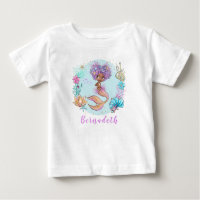 Personalisiert Brown Little Mermaid Baby T - Shirt