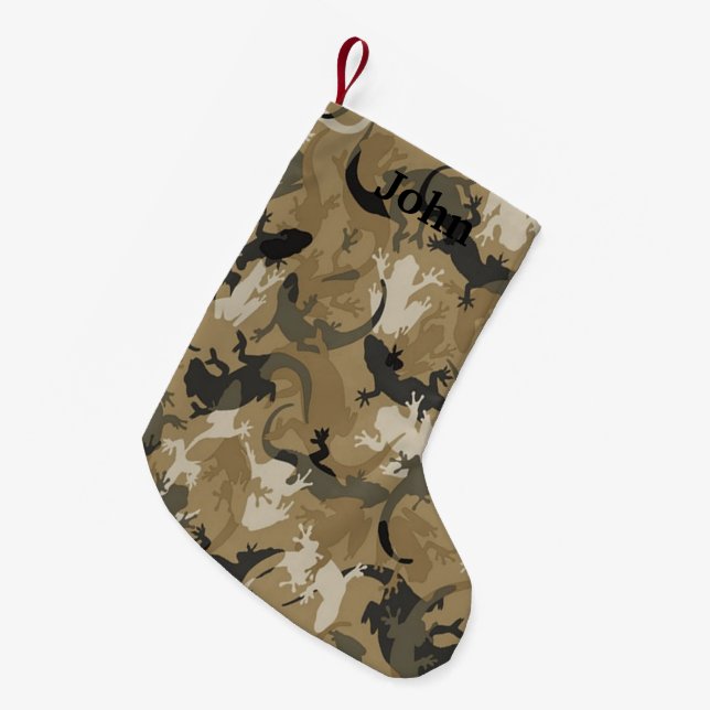 Personalisiert Brown Reptile Camouflage Weihnachte Kleiner Weihnachtsstrumpf (Vorderansicht (hängend))