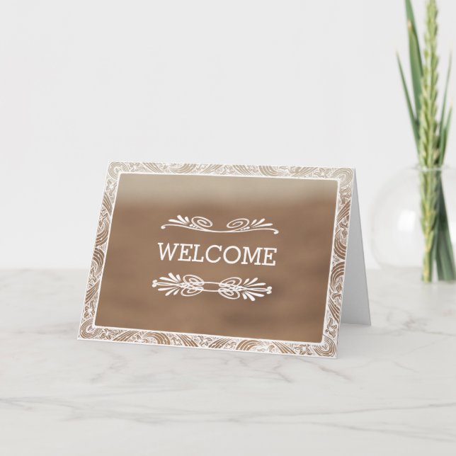 Personalisiert Brown Swirl Boarder Willkommen Karte (Vorderseite)