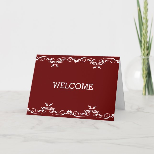 Personalisiert Brown Swirl Boarder Willkommen Karte (Vorderseite)