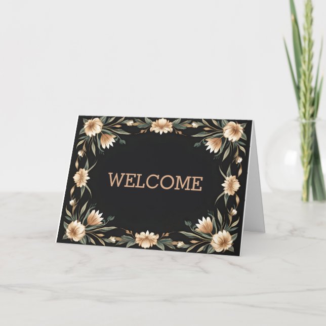 Personalisiert Brown Swirl Boarder Willkommen Karte (Vorderseite)