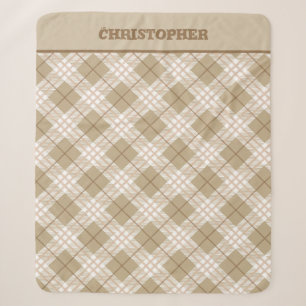 Personalisiert Brown Tan Beige Buffalo Kariert Boy Sherpadecke