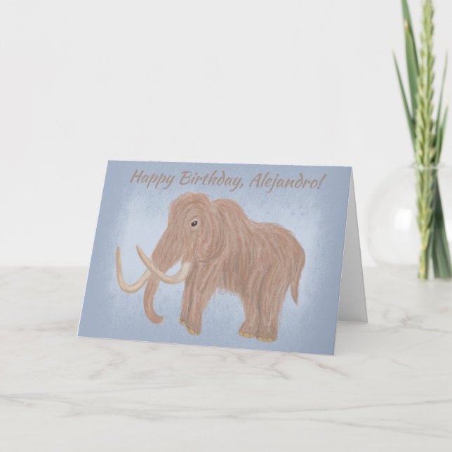 Personalisiert-Brown-Wolle-Mammoth-Illustration Karte (Vorderseite)