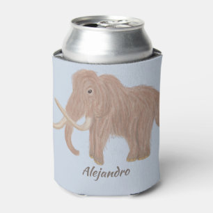 Personalisiert Brown Wooly Mammoth Illustration Dosenkühler