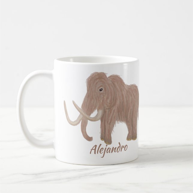 Personalisiert Brown Wooly Mammoth Illustration Kaffeetasse (Links)