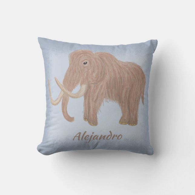 Personalisiert Brown Wooly Mammoth Illustration Kissen (Vorderseite)
