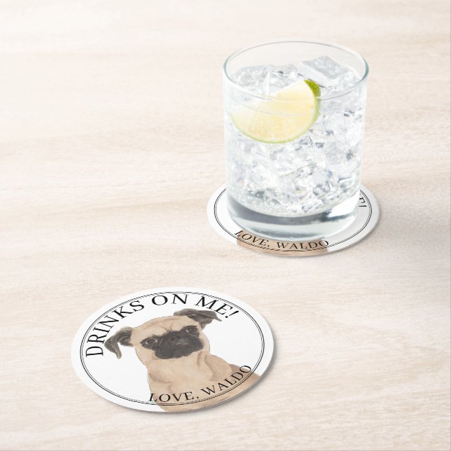 Personalisiert Brussels Griffon Dog Wedding Runder Pappuntersetzer (Vor Ort)