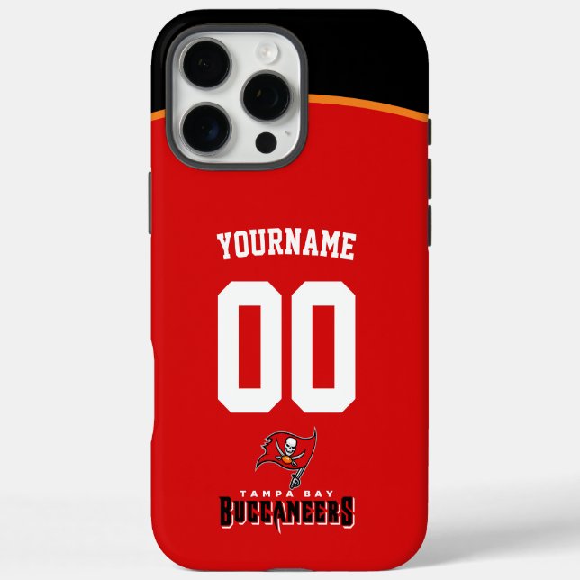 Personalisiert Buccaneers Jersey American Football iPhone 16 Pro Max Hülle (Rückseite)