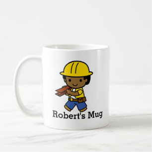 Personalisiert Builder Boy in Yellow Hard Hat Kaffeetasse