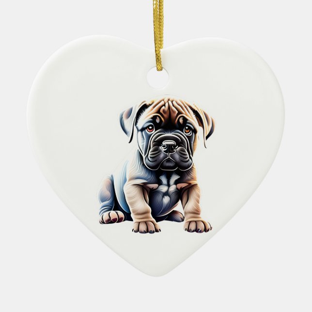Personalisiert Bullmastiff Puppy Keramik Ornament (Vorne)
