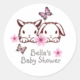 Personalisiert Bunny Butterfly Runder Aufkleber