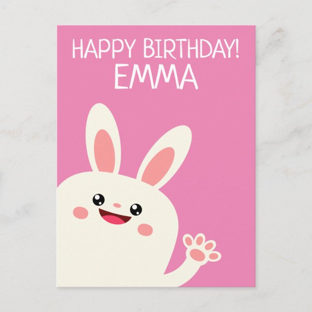 Personalisiert Bunny Geburtstag Postkarte (Vorderseite)