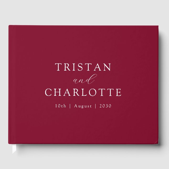 Personalisiert Burgundy Red Gästebuch (Vorderseite)
