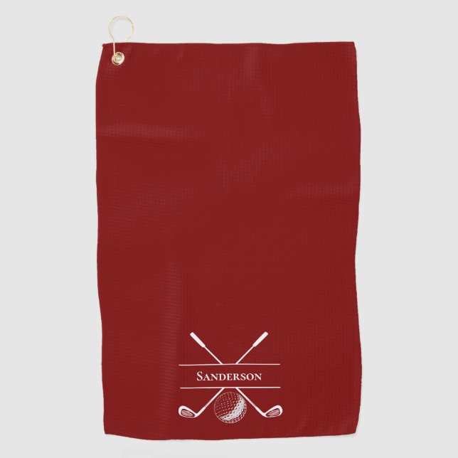 Personalisiert Burgundy Red Golfhandtuch (Vorderseite)