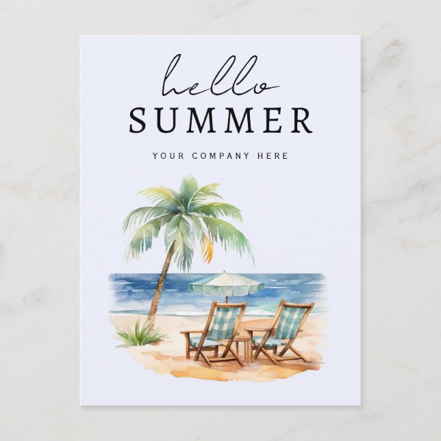 Personalisiert Business Hello Summer Beach Postkarte (Vorderseite)