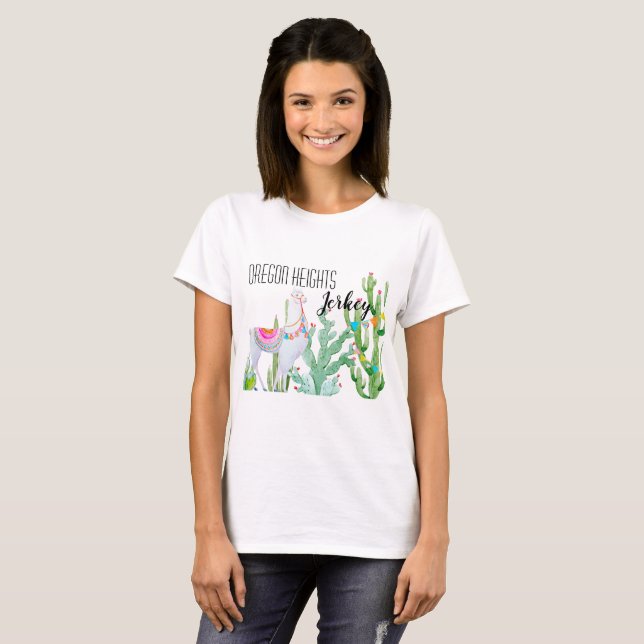 Personalisiert Business T - Shirt Boho Llama Bohem (Vorne ganz)