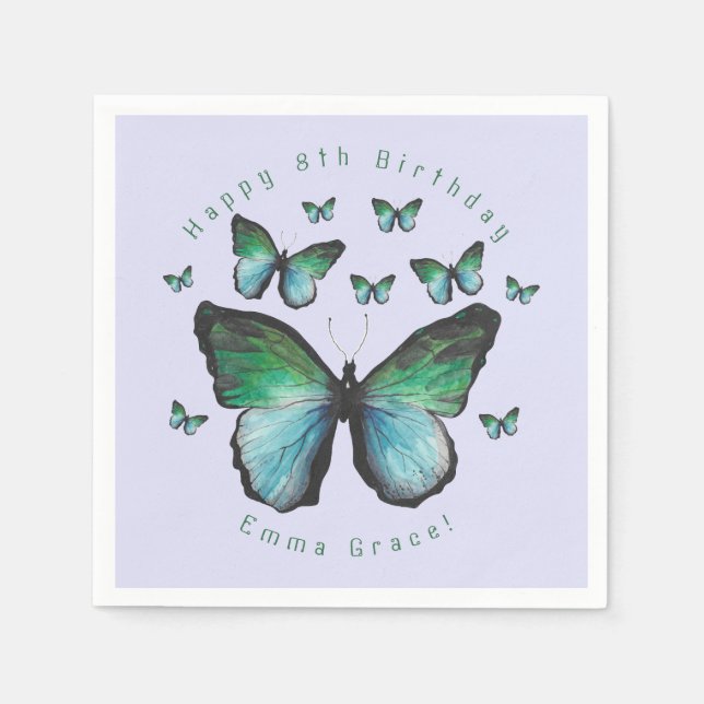 Personalisiert Butterfly Geburtstag Serviette (Vorderseite)