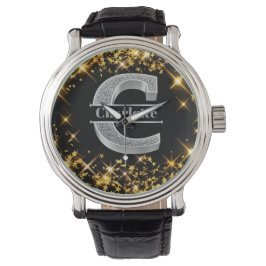 Personalisiert C Erste Silver Monogramm Ihr Name Armbanduhr