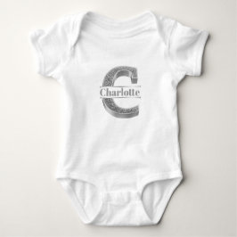 Personalisiert C Erste Silver Monogramm Ihr Name Baby Strampler