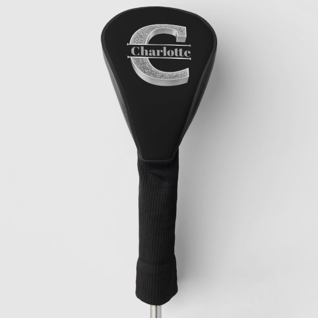 Personalisiert C Erste Silver Monogramm Ihr Name Golf Headcover (Vorderseite)