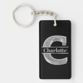 Personalisiert C Erste Silver Monogramm Ihr Name Schlüsselanhänger