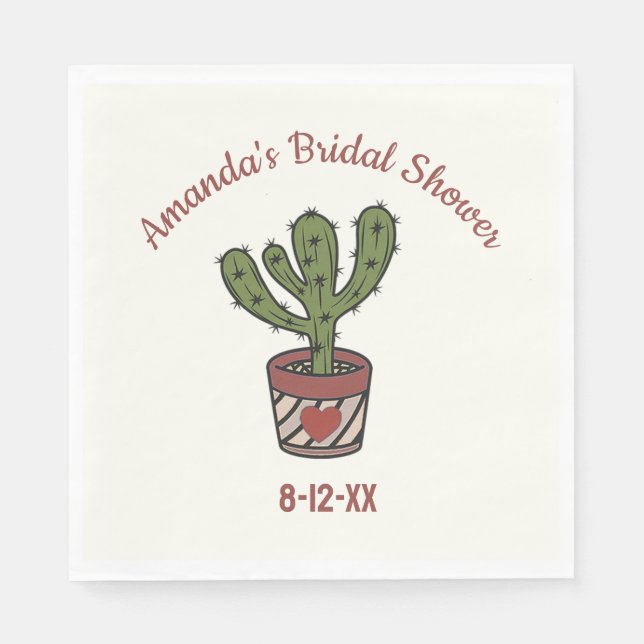 Personalisiert Cactus Theme Brautparty Matching Serviette (Vorderseite)