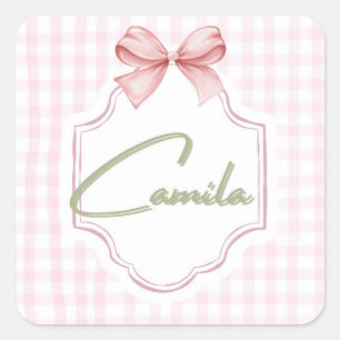 Personalisiert Camila Baby Girl Kinderzimmer Bow&G Quadratischer Aufkleber